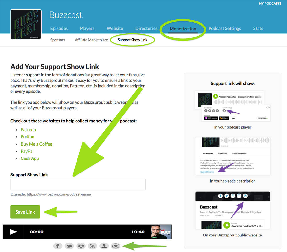 Buzzsprout show link
